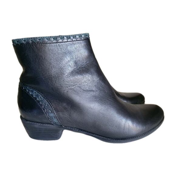 Spring Step Micaela Side Zip Ankle Bootie Women US 7.5 EU 38 Black Leather - Picture 2 of 8